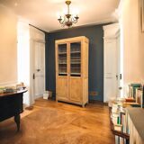 Parisian glass cabinet in solid raw oak, 1950