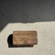 Small stool, footrest in organic blond teak monoxyle wabi-sabi L31