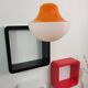 Vintage pendant lamp Orange and white - Vintage chandelier orange and white
