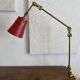 Lampe d'atelier 3 bras, en laiton ,design indus années 50-60