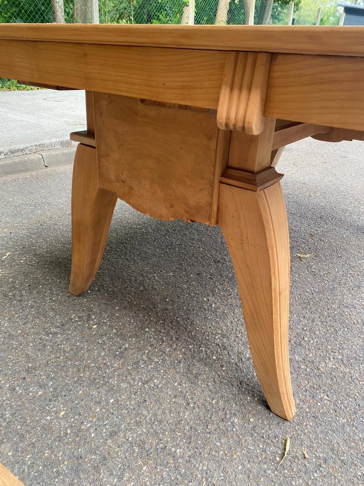 Renovated 1950s wooden Art Deco extendable dining table.