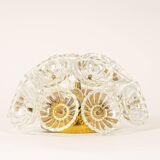 Sputnik ceiling light in floral glass and brass, Germany, 1960s.