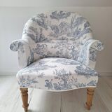 Blue toile de jouy toad armchair