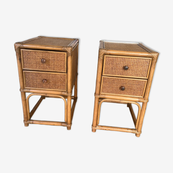 Cane bamboo bedside table