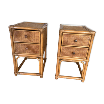 Cane bamboo bedside table