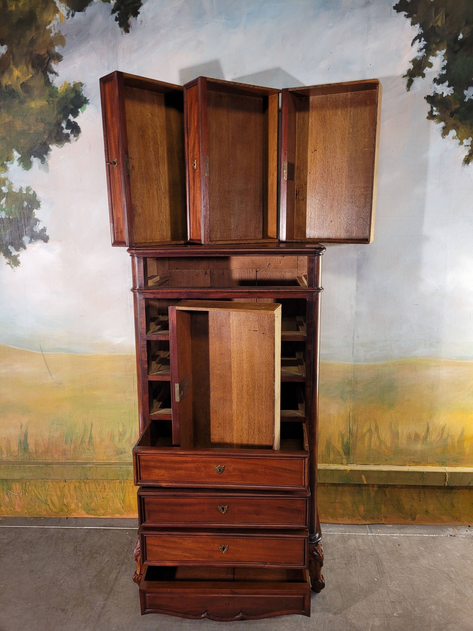 Chiffonnier grande commode en acajou époque xixème