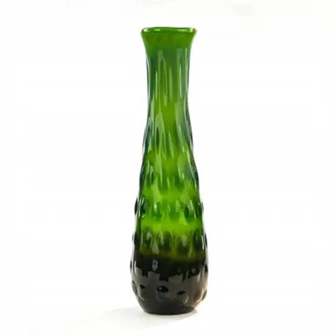 Vase en forme de haricot, moderne du milieu du siècle, en verre vert, design de J. Drost, Ząbkowice, Pologne, années 1970