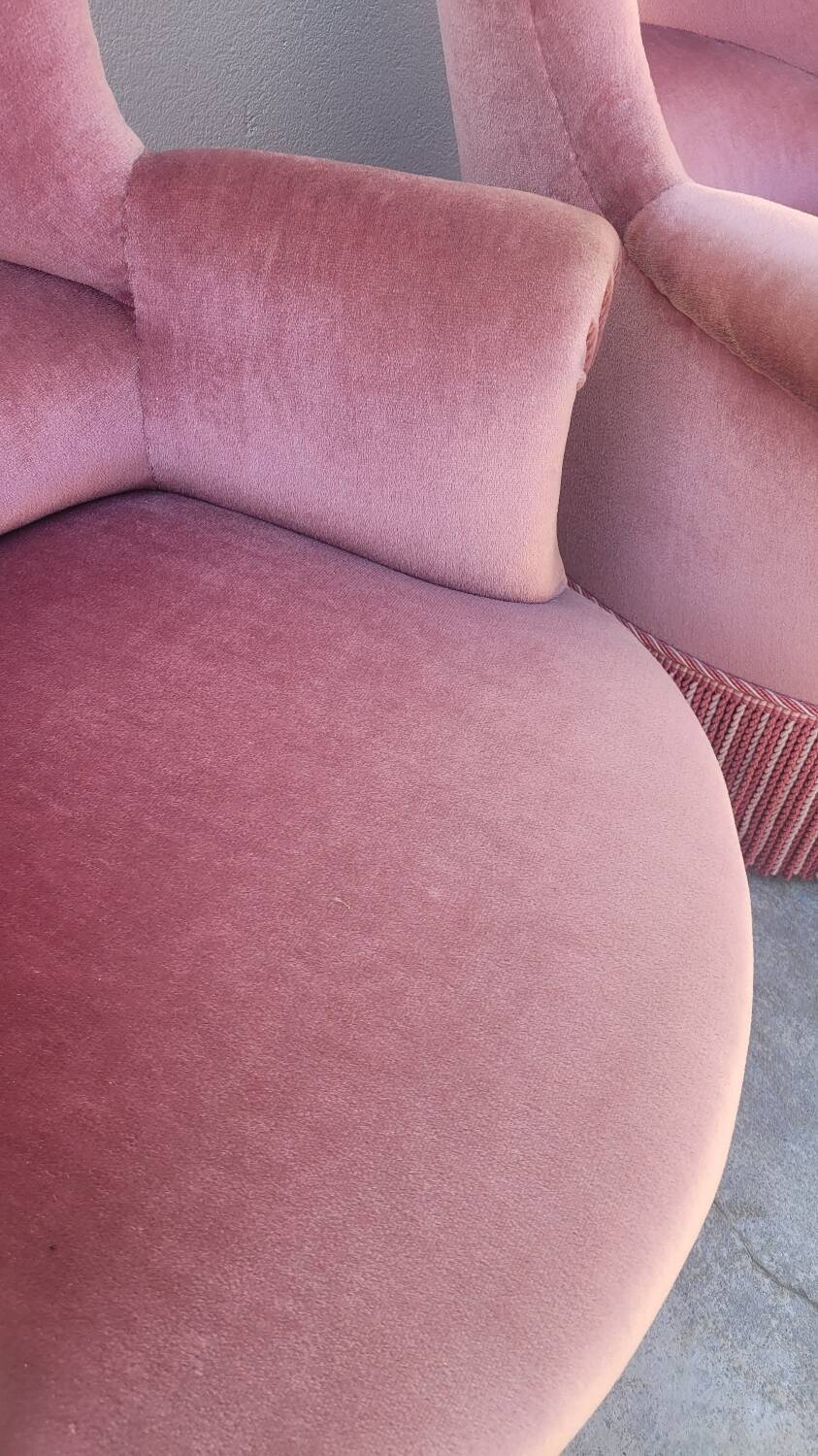 Série de 4 Fauteuils crapauds en velours ancien 1930s