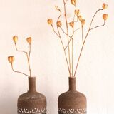 Scandinavian mid-century modern brutalist pottery vases by Hellström for Nittsjö, Sweden, set of 2