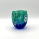 Set of 6 blown glass glasses from Venice with Effetre Murano murrine.