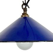 Industrial Cobalt Blue Enamel Factory Pendant Lamp, 1950s