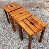 3 Wooden stools. (beech) slats and ease handle