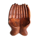 Empty pocket, hands joined in carved wood, 70s