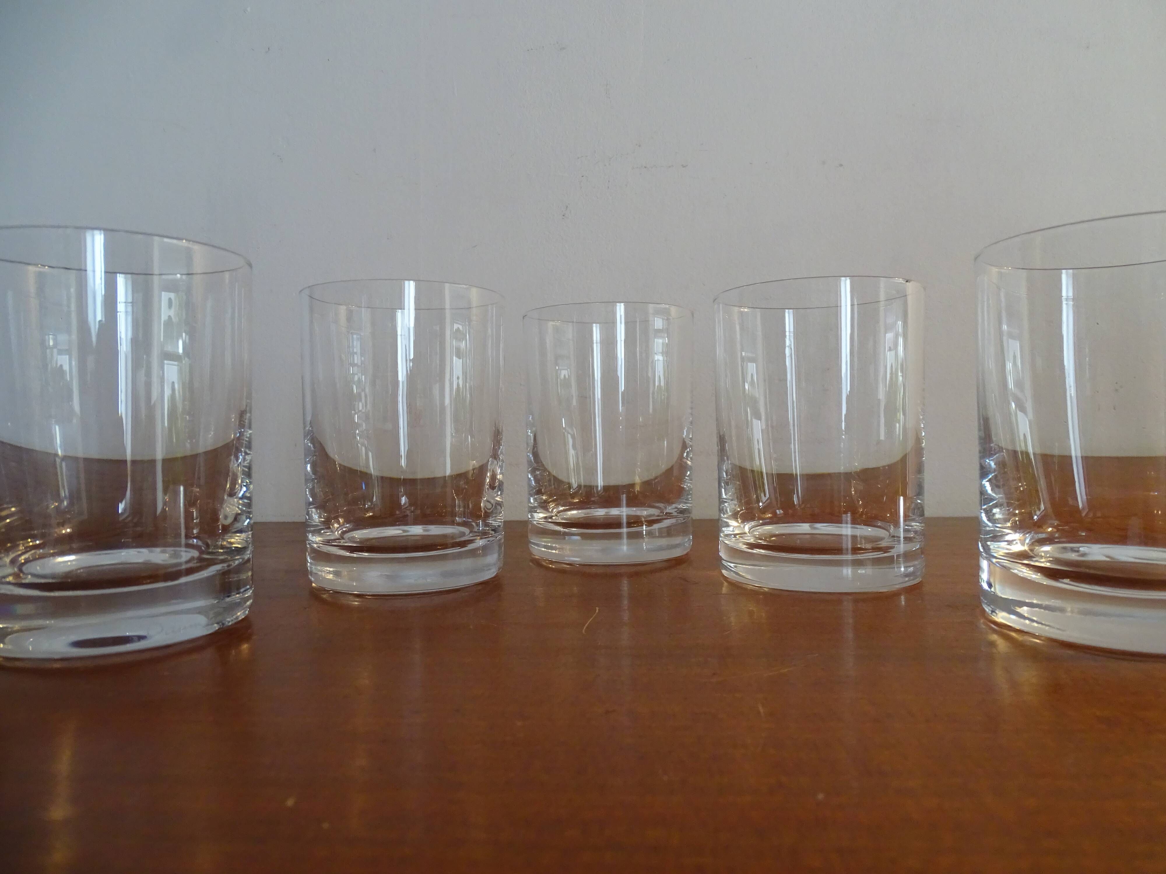 4 signed Daum France crystal water/whisky glasses - H11 cm Ø 7.8 cm