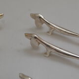 6 silver plated basset knife holders