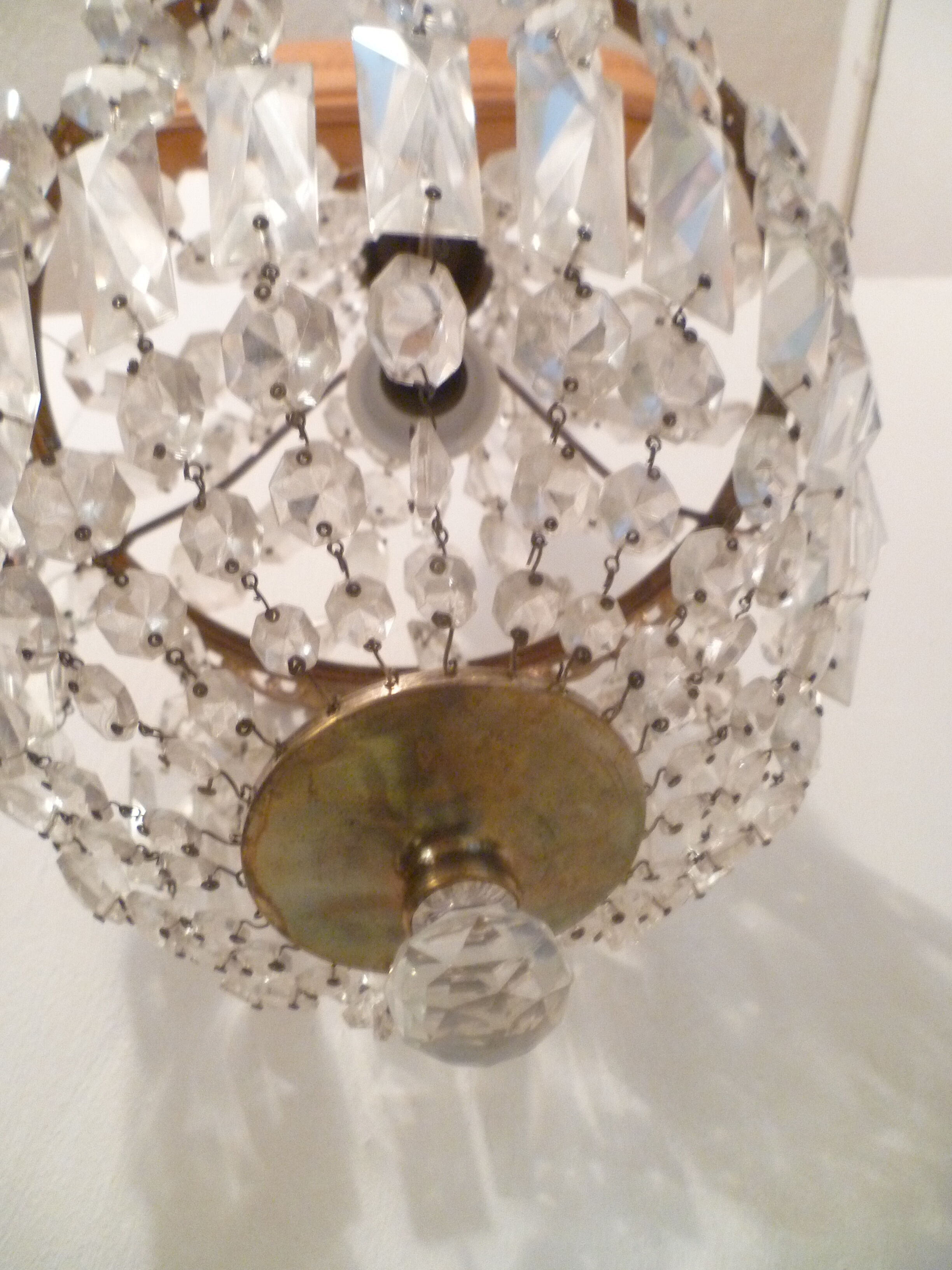 Chandelier ceiling lamp balloon grapevines glass & brass 1 fire