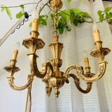 Louis XVI chandelier, 20th century, in solid gilded bronze