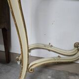 Console and large Louis XV style mirror in lacquered and gilded wood.