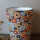 vintage light wood lamp, flower power lampshade