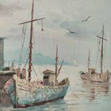 Antique oil painting by Naval A. Simpson.