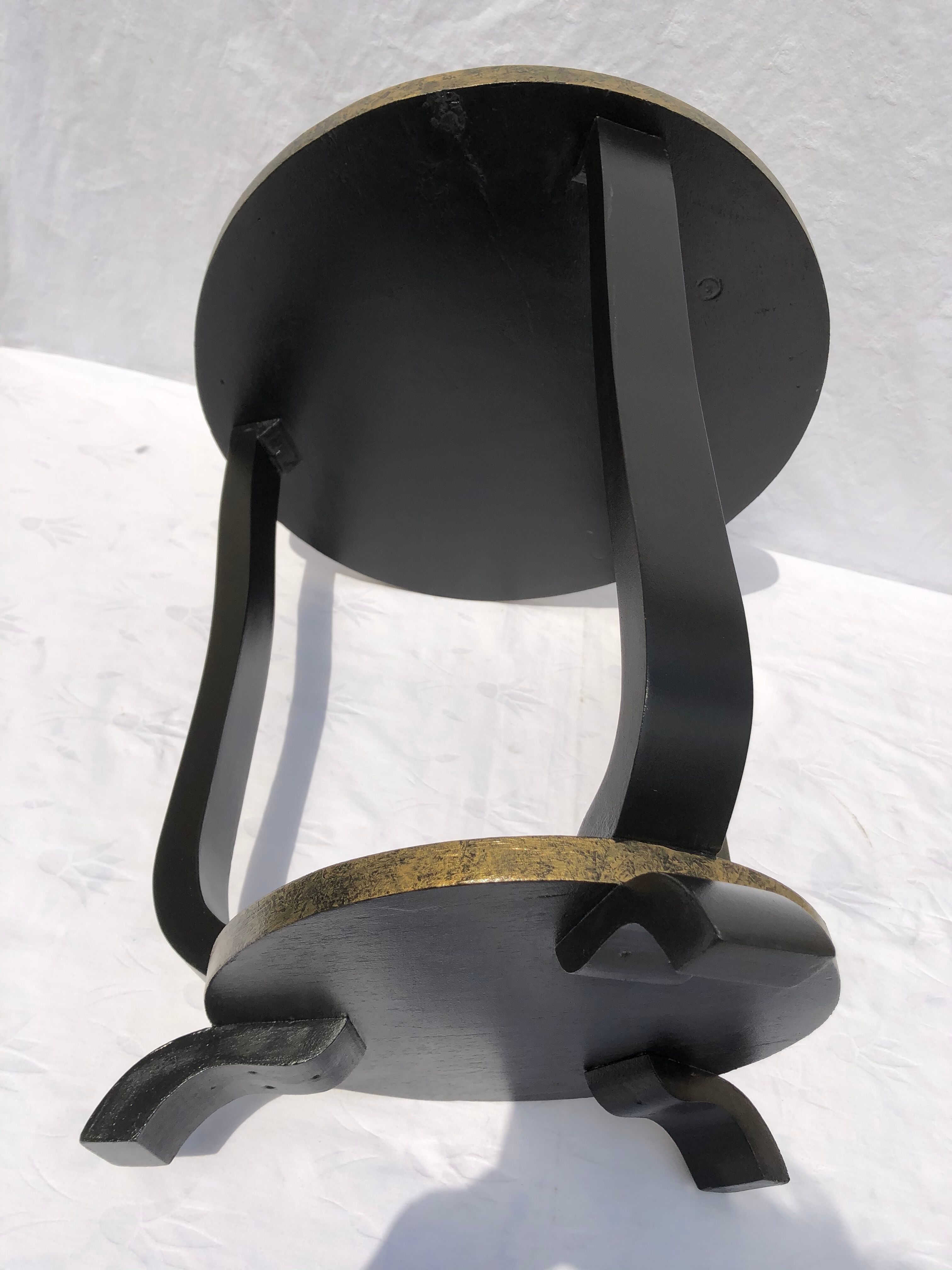 Art deco black and gold side table