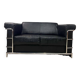 Vintage black leather two seat / sofa / sofa