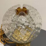Mazzega Murano globe table lamp with golden brass base