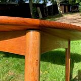 circular extendable table oak and teak Denmark 50s/60s