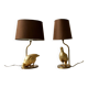 Paire de lampes perdrix en métal doré, 60’s