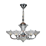 Art Deco chandelier in nickel-plated metal and copper