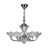 Lustre Art Déco en métal nickelé et cuivre