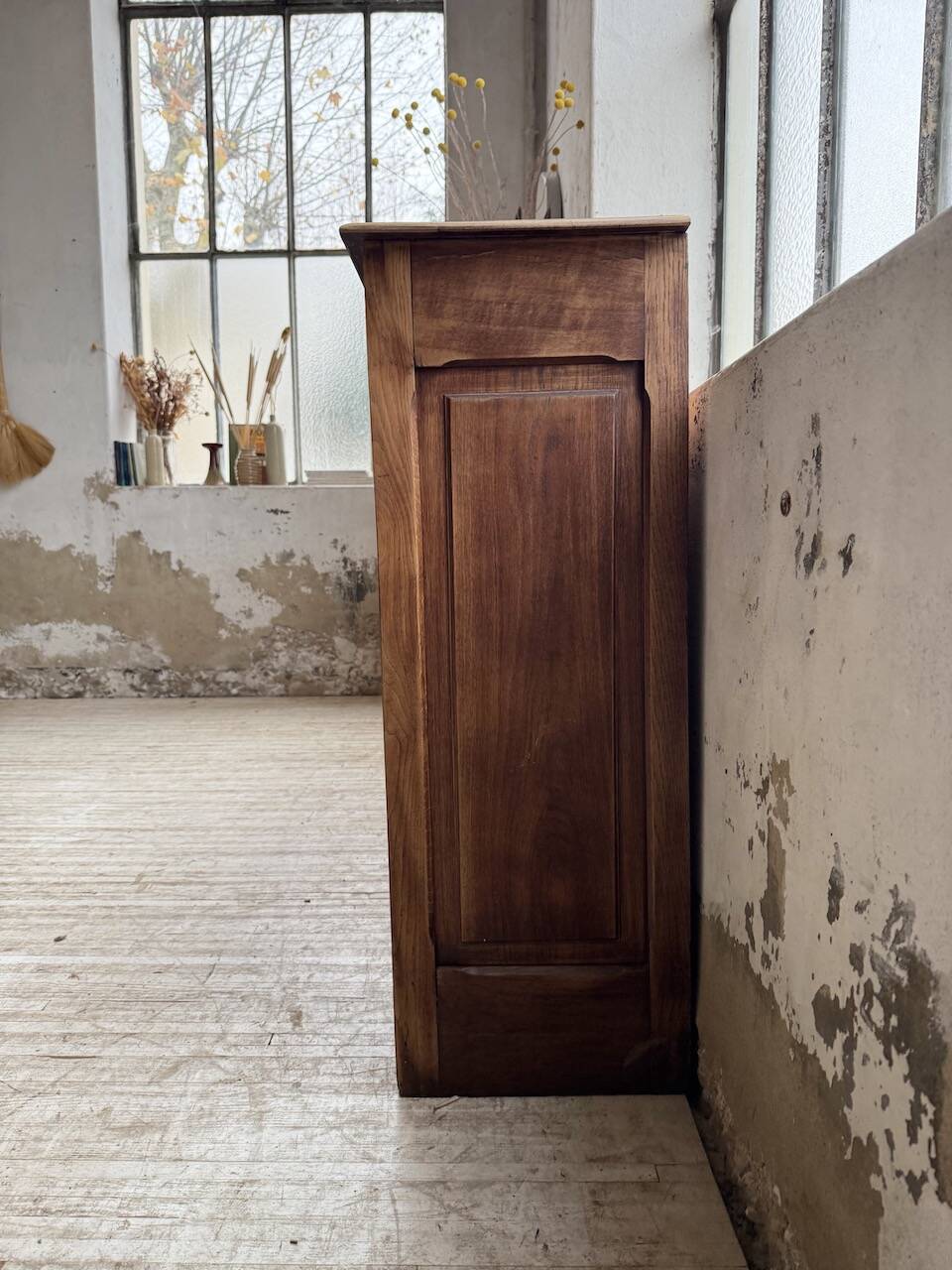 XL oak workshop sideboard with sliding doors from 1900