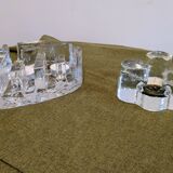 Brutalist cut glass candle holder
