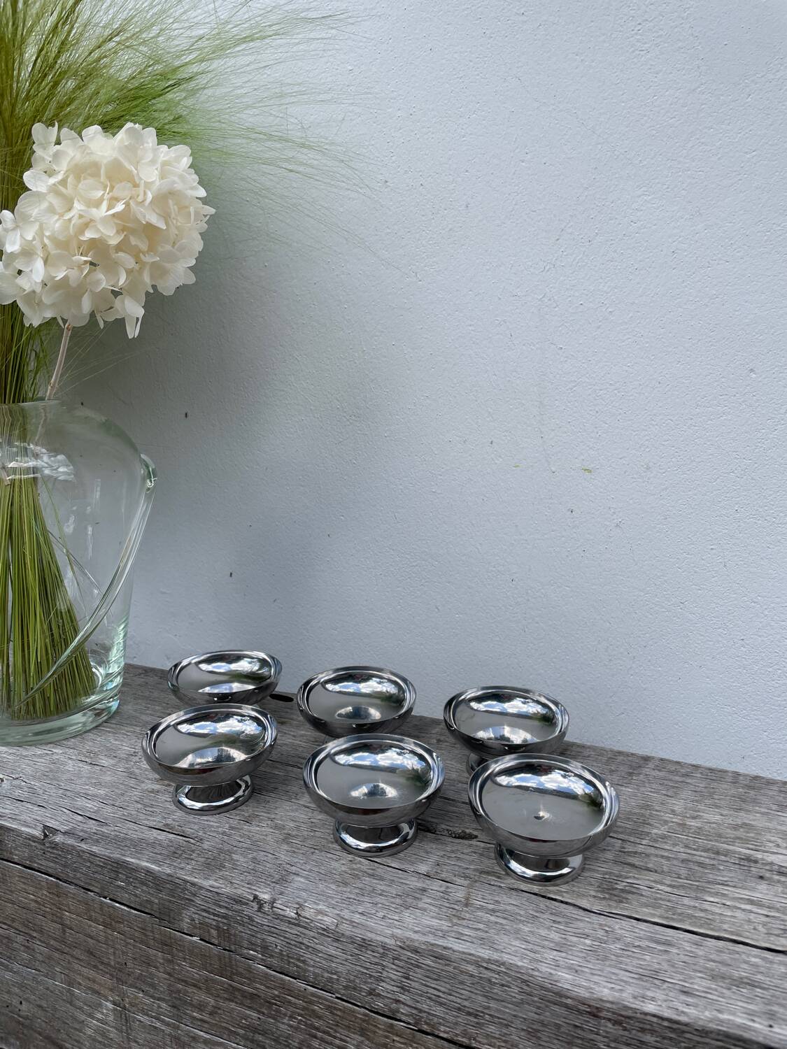 6 coupelles en inox 1970