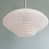 Art Deco pendant light in white speckled glass, 1930s