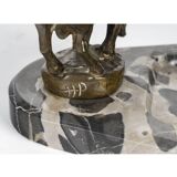 Early 20th century ashtray in patinated bronze and marble.