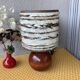 Seventies wood lamp and hippy chic wool lampshade