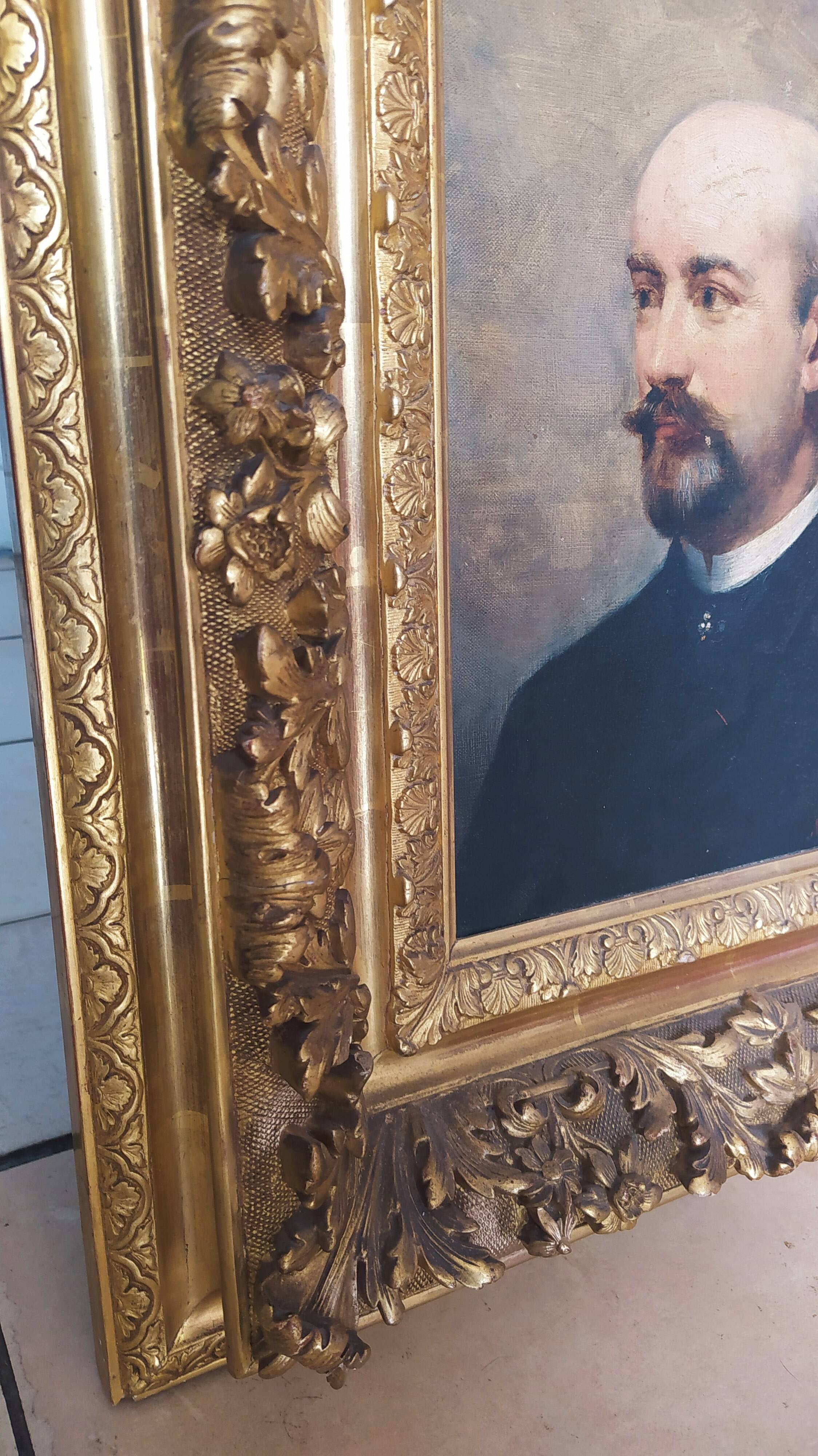 Portrait d’homme XIXe – A. Bellet, 1882 – Huile sur toile et superbe cadre