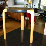 VINTAGE BIRCH AND LEATHER STOOL BY ALVAR AALTO FOR ARTEK