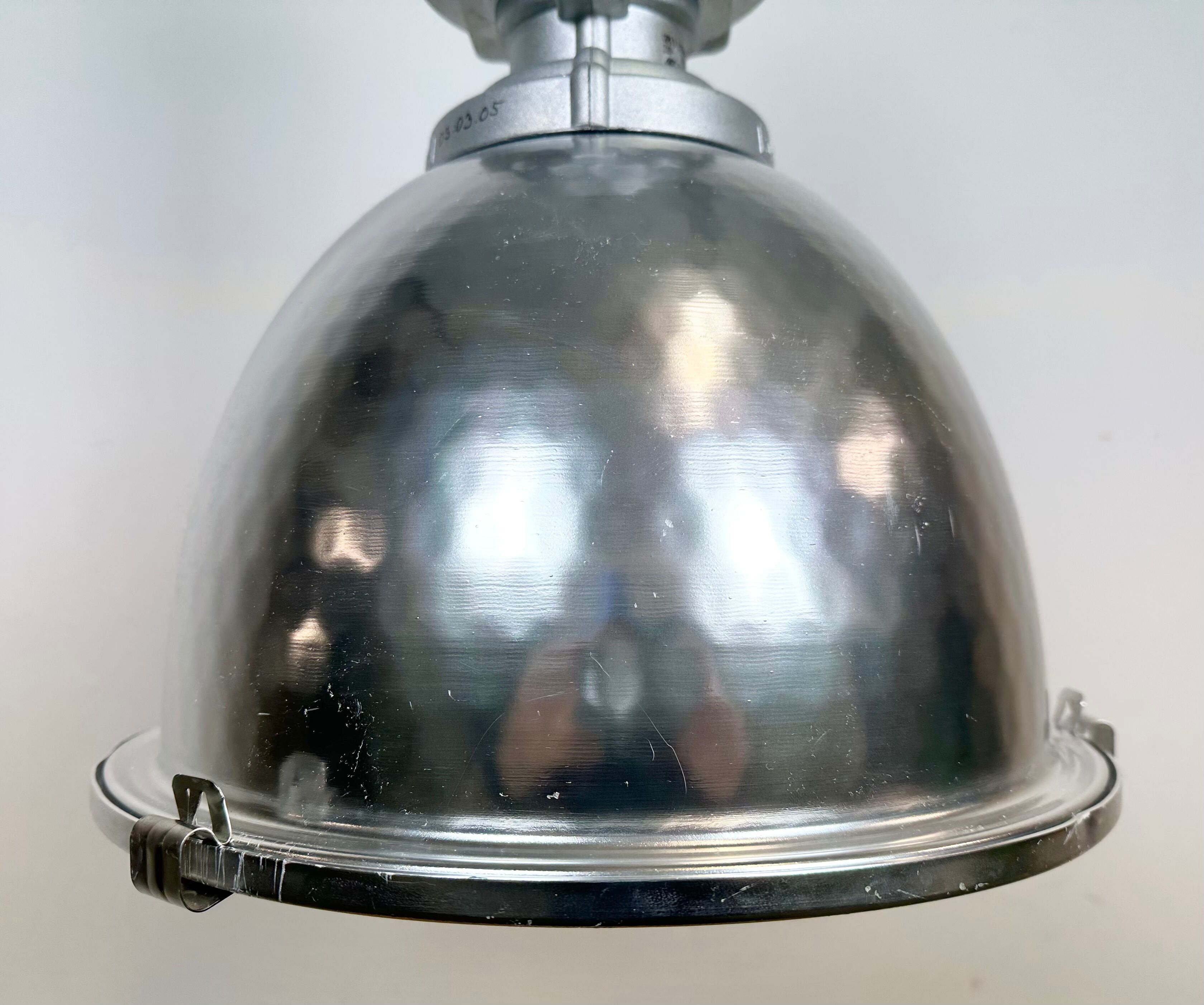 Industrial pendant lamp with glass cover by charles keller for zumtobel, 1990s