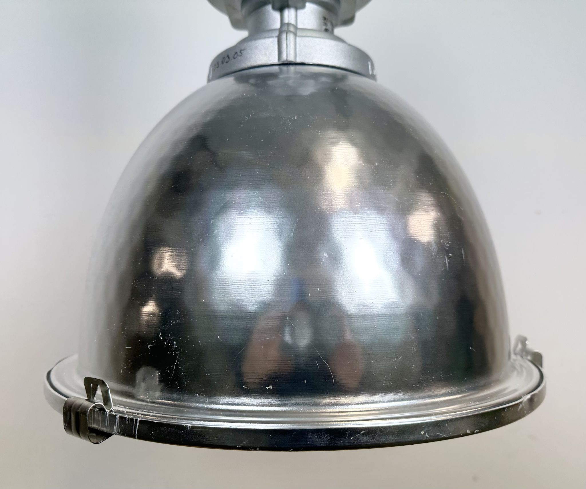 Industrial pendant lamp with glass cover by charles keller for zumtobel, 1990s