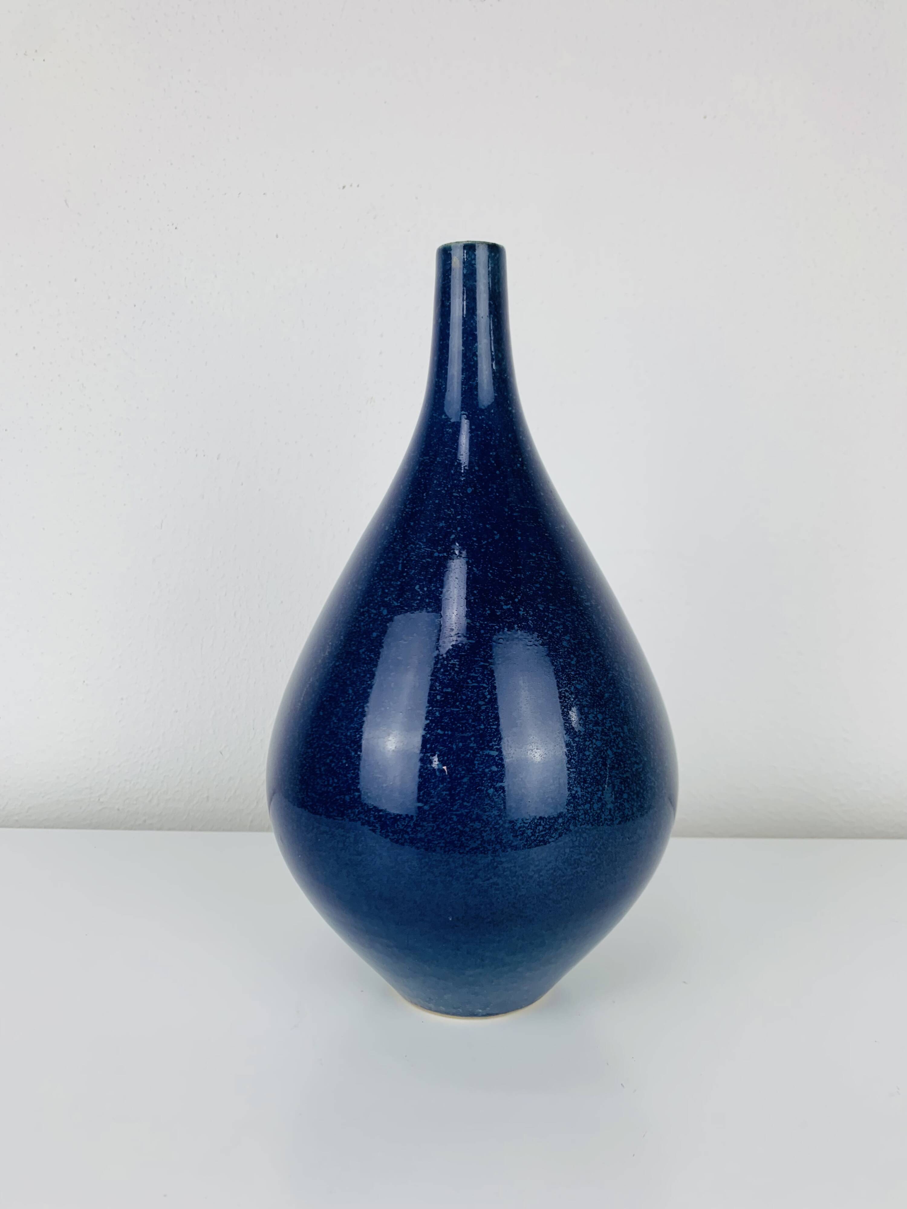 Vintage blue ceramic vase