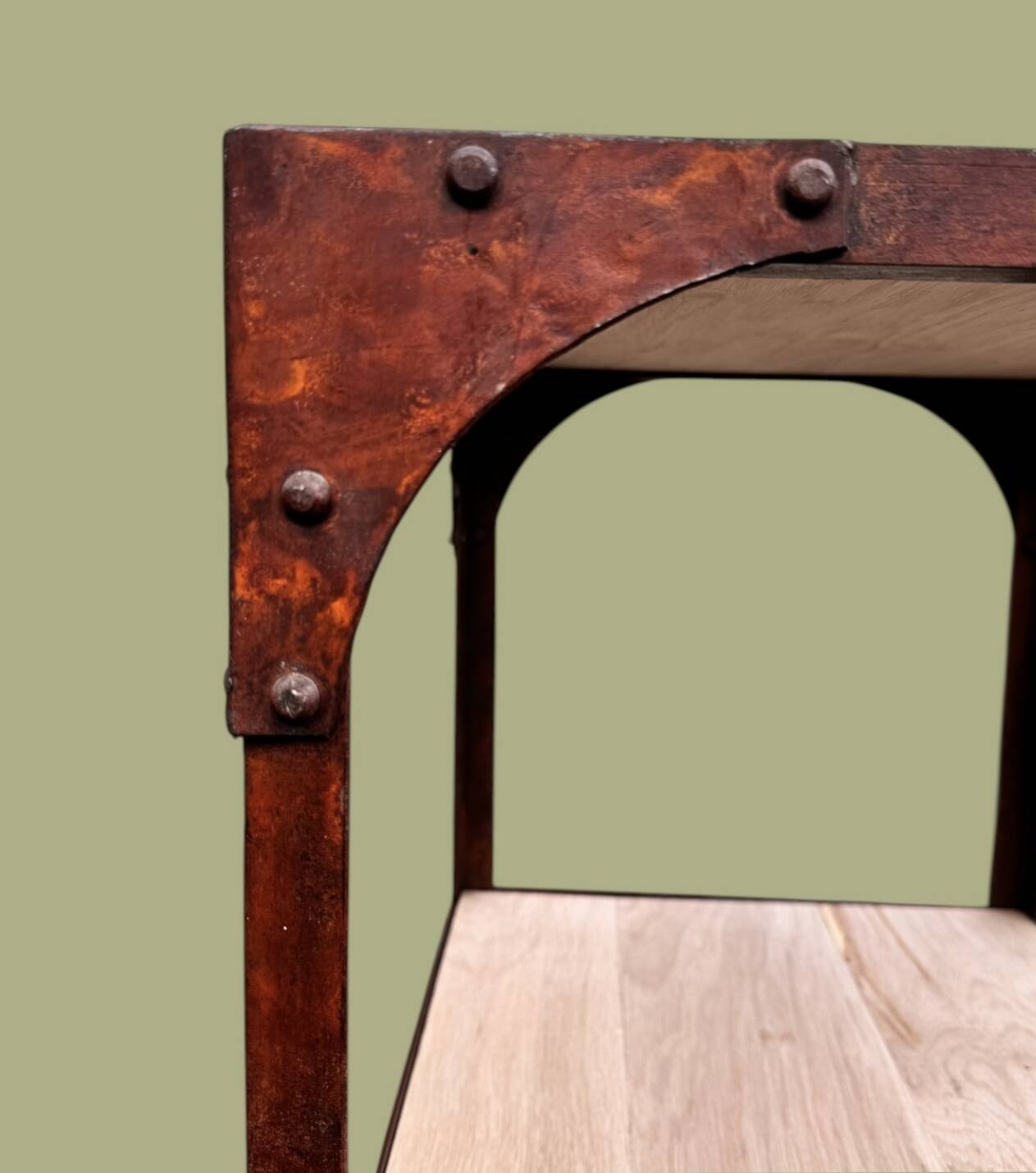 Antique workshop furniture, industrial shelving