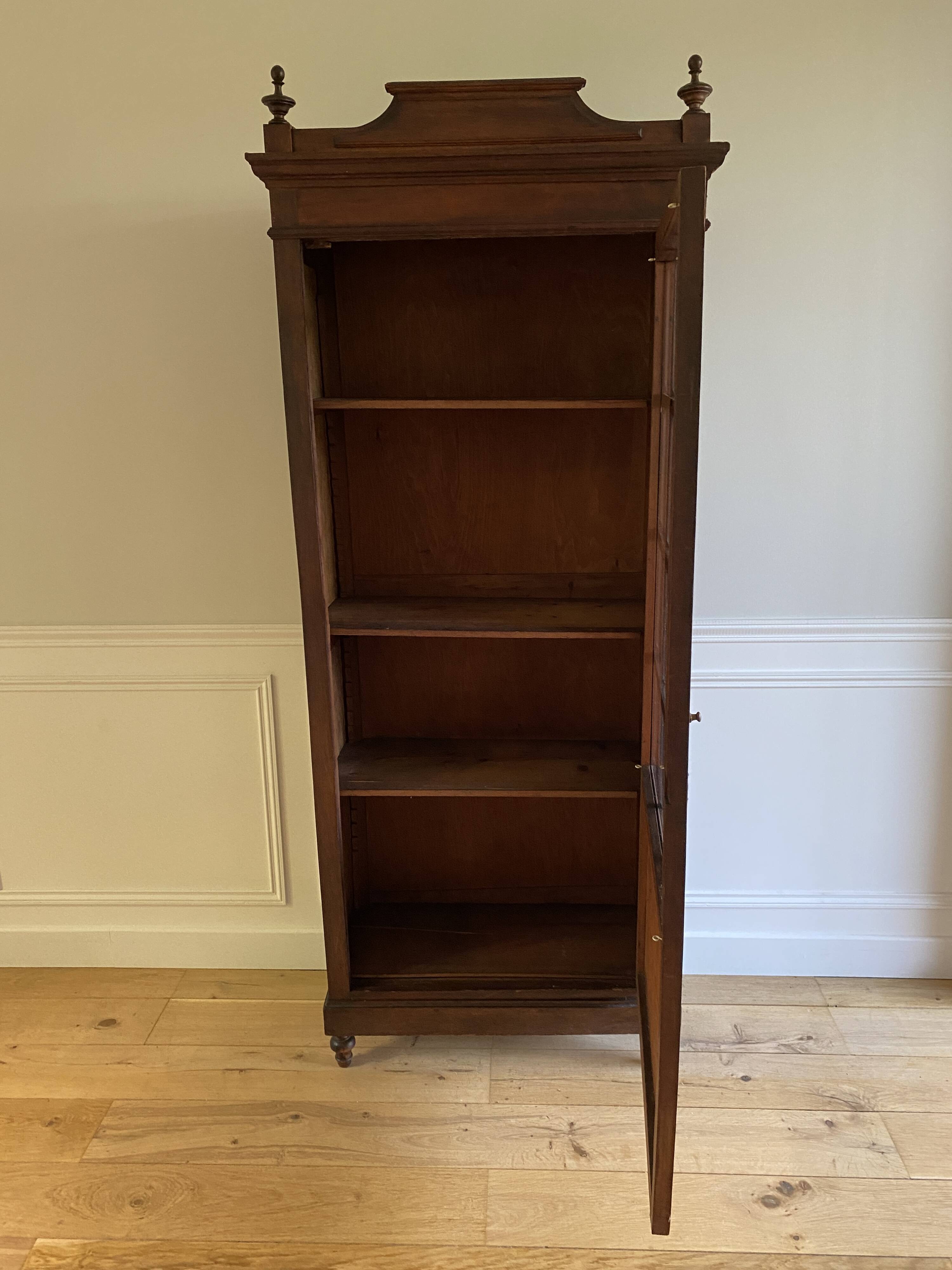 Parisian cupboard Bookcase Bonnetière glazed with small vintage tiles