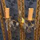 Pair of glass and brass wall lights with tassels, 1950s period