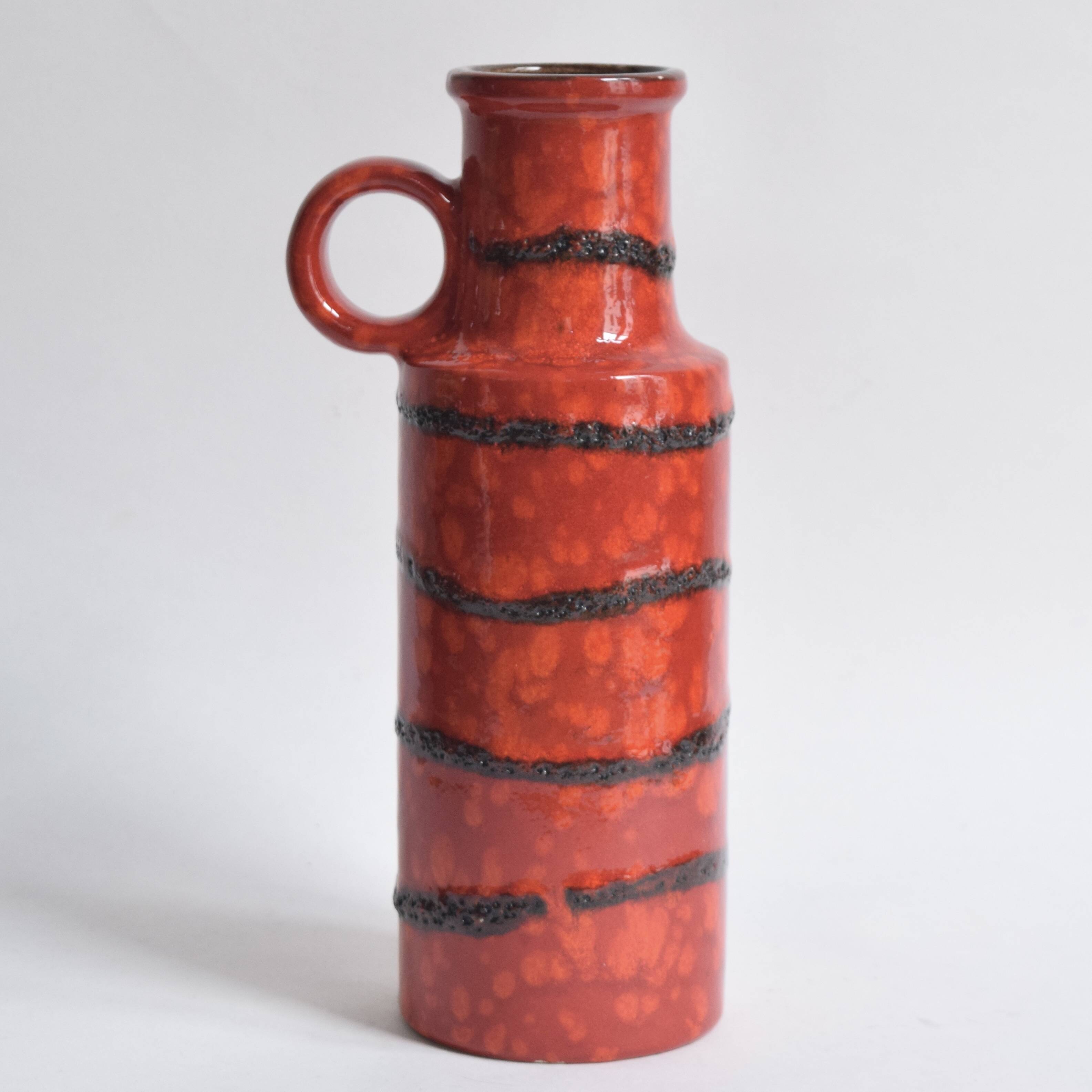 Scheurich Keramik vase red Fat Lava - West Germany 401 28