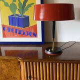 Oscar Torlasco, Mid-Century red table lamp, Lumi, Italy 1954