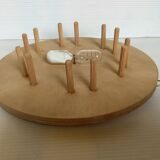 6 wooden egg cups hourglass wall mount Scandinavian wood