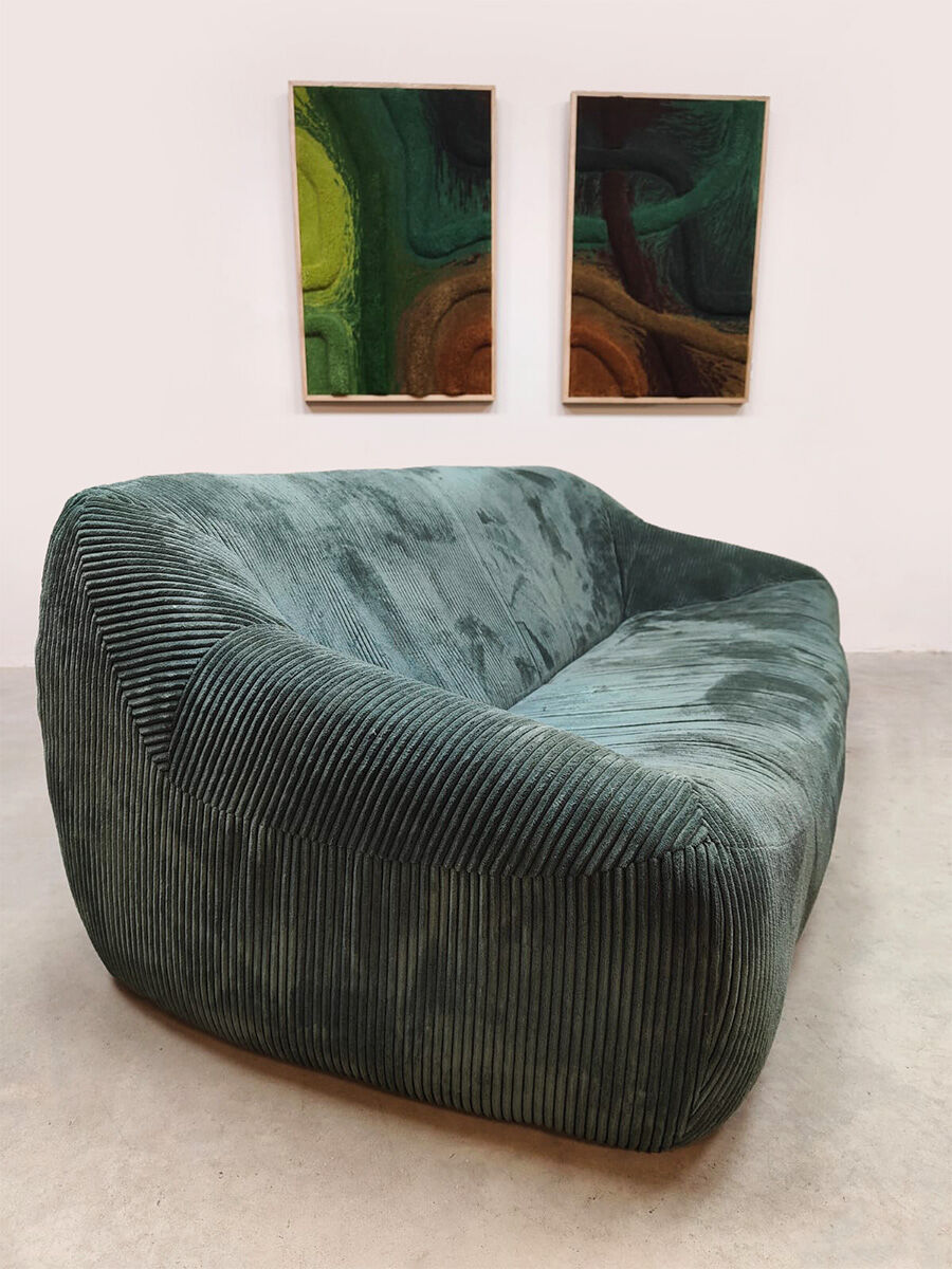 Vintage design corduroy lounge sofa 1970
