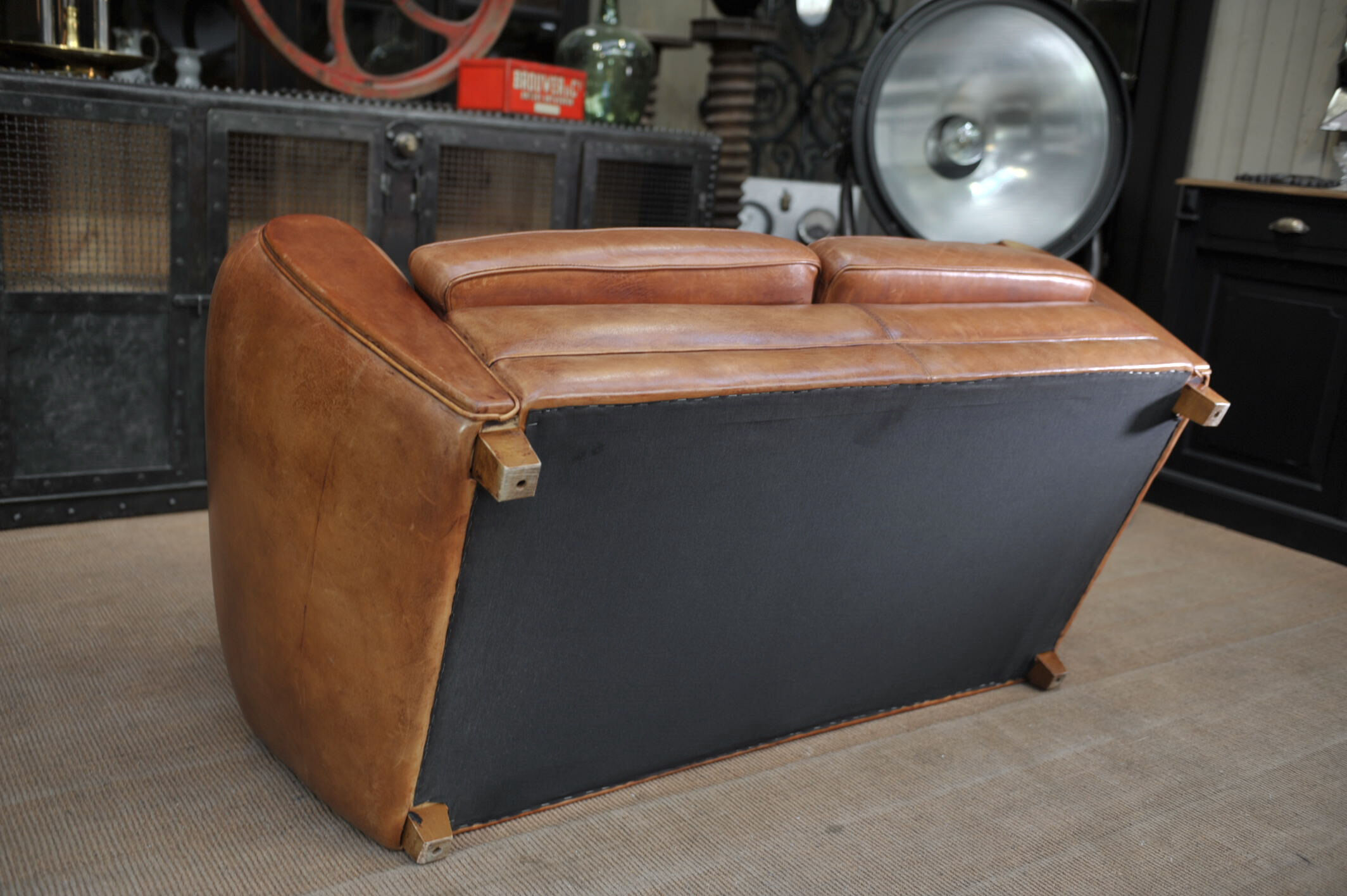 Vintage 3-seater leather club sofa